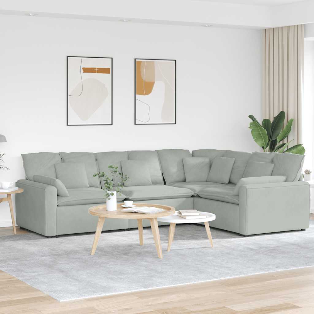 Modulaire bank met kussens fluweel lichtgrijs is nu te koop bij PeponiXL, paradijselijk wonen!