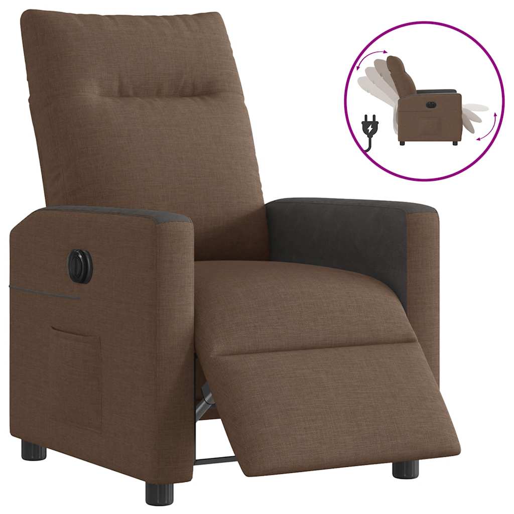 Fauteuil verstelbaar elektrisch stof bruin is nu te koop bij PeponiXL, paradijselijk wonen!