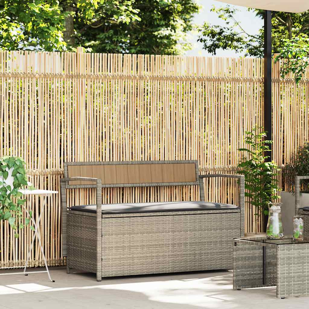 Tuinbank met kussen, lichtgrijs polyrotan is nu te koop bij PeponiXL, paradijselijk wonen!