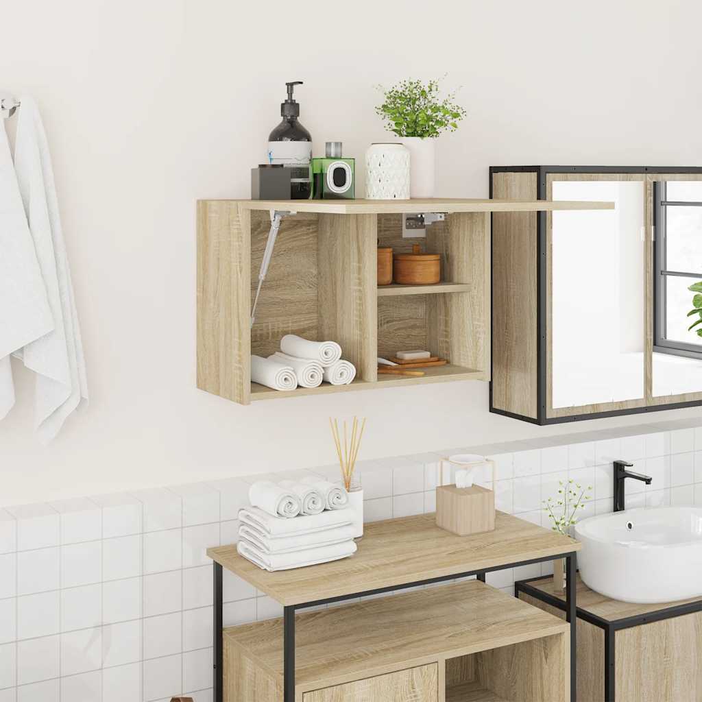 Badkamerwandkast 60x25x40 cm bewerkt hout sonoma eikenkleurig is nu te koop bij PeponiXL, paradijselijk wonen!