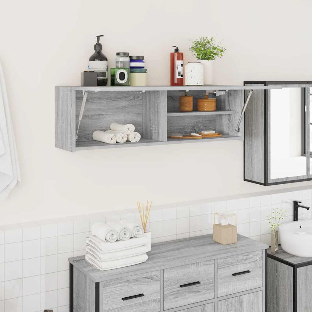 Badkamerwandkast 100x25x30 cm bewerkt hout grijs sonoma eiken is nu te koop bij PeponiXL, paradijselijk wonen!