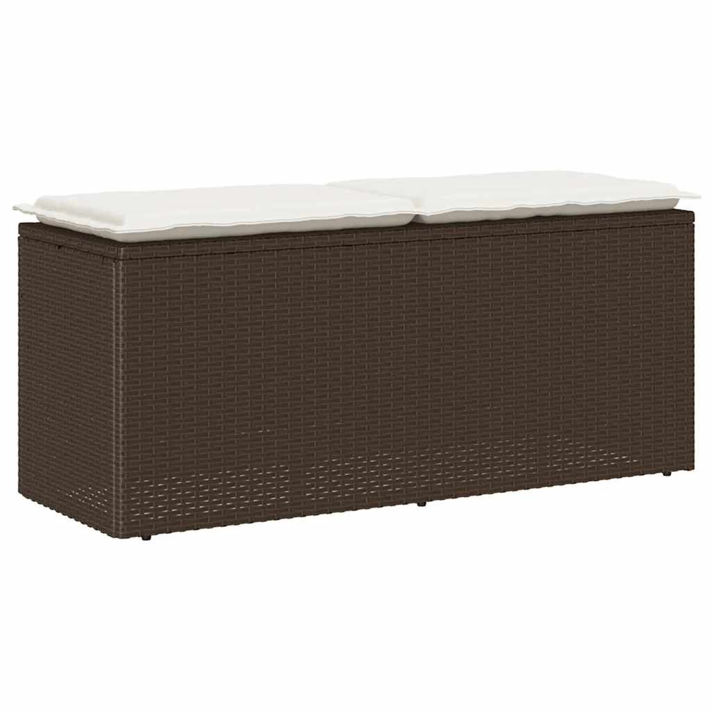 Tuinbank met kussen 110x40x44 cm poly rattan bruin is nu te koop bij PeponiXL, paradijselijk wonen!