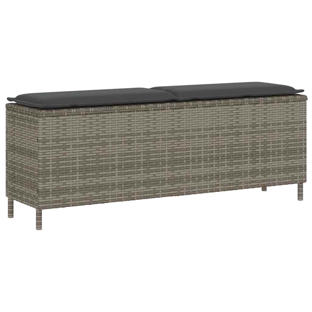 Tuinbank met kussen 110x30x40,5 cm poly rattan grijs is nu te koop bij PeponiXL, paradijselijk wonen!