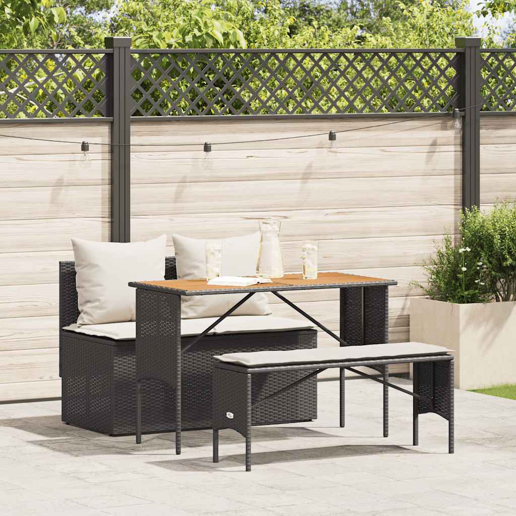 3-delige tuinset met kussens van zwart polyrotan is nu te koop bij PeponiXL, paradijselijk wonen!