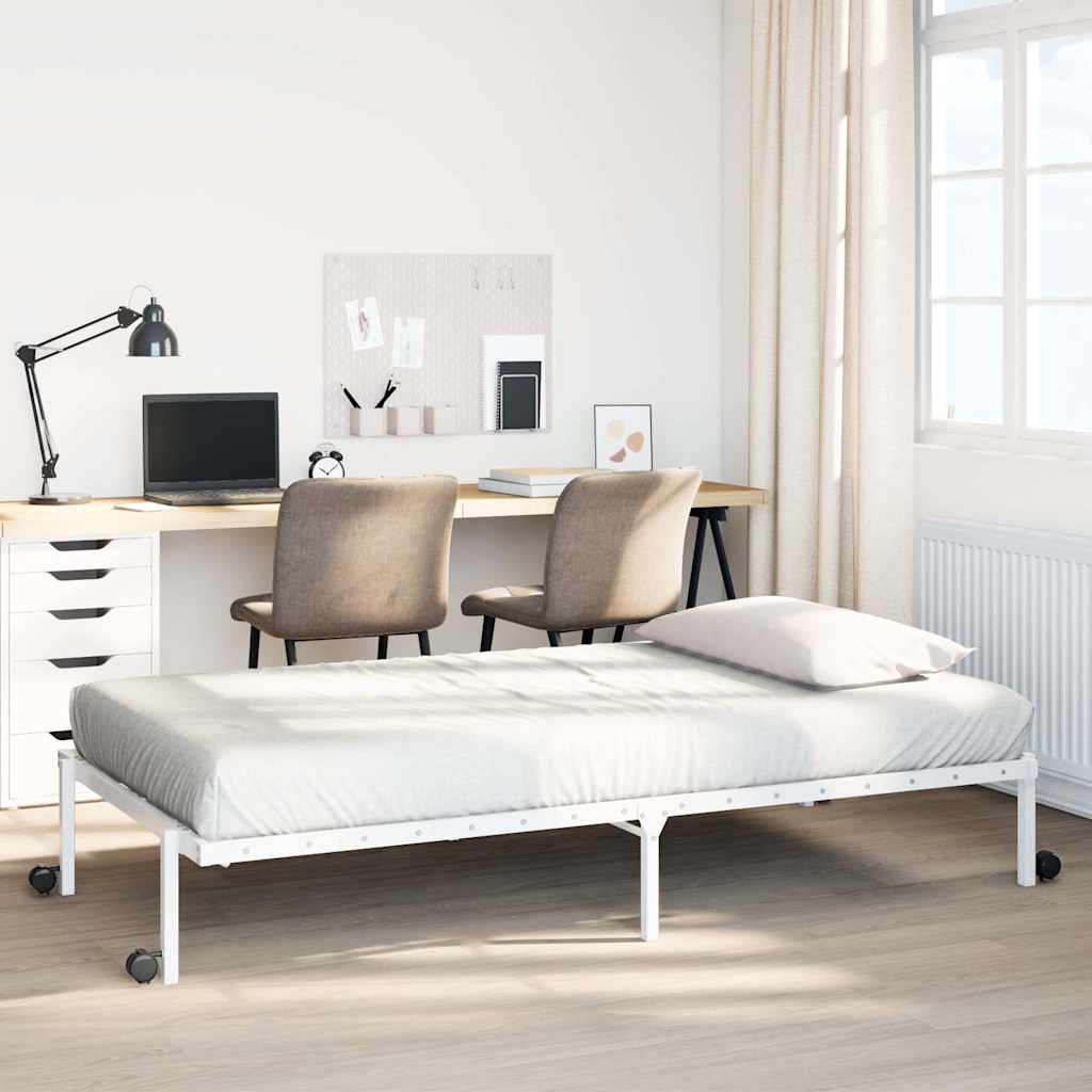 Bedframe zonder matras opvouwbaar 90x190 cm staal wit is nu te koop bij PeponiXL, paradijselijk wonen!