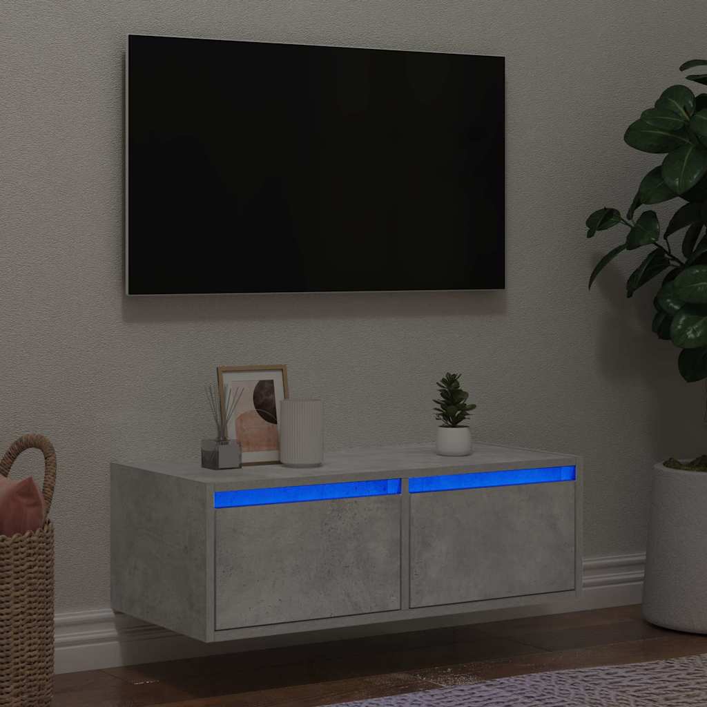 Tv-meubel met LED-verlichting 75x35,5x25 cm betongrijs is nu te koop bij PeponiXL, paradijselijk wonen!