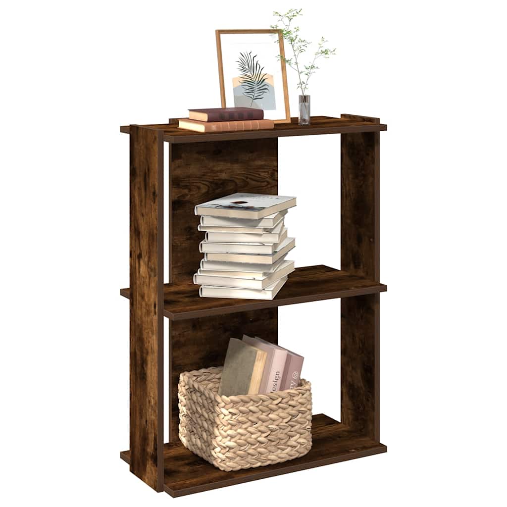 Boekenkast 3-laags 60x30x80 cm bewerkt hout gerookt eikenkleur is nu te koop bij PeponiXL, paradijselijk wonen!