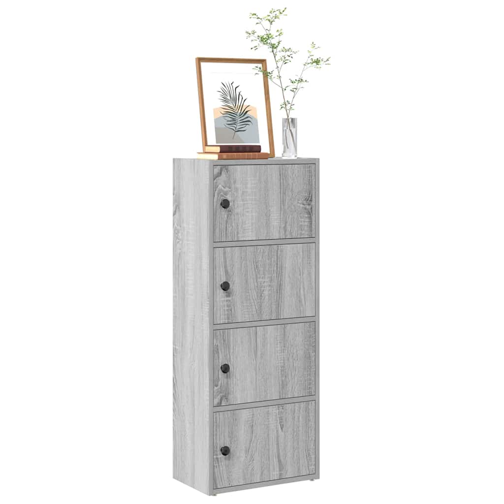 Boekenkast 40x24x102 cm bewerkt hout grijs sonoma eikenkleurig is nu te koop bij PeponiXL, paradijselijk wonen!