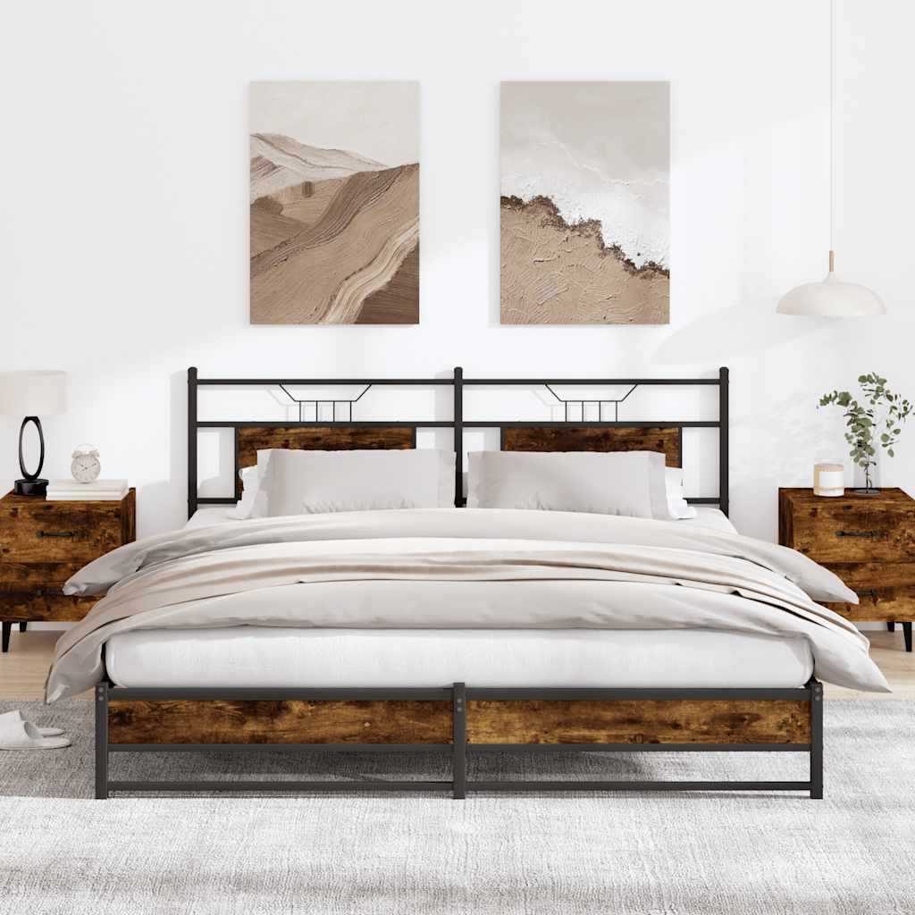 Bedframe zonder matras metaal gerookt eikenkleurig 180x200 cm is nu te koop bij PeponiXL, paradijselijk wonen!