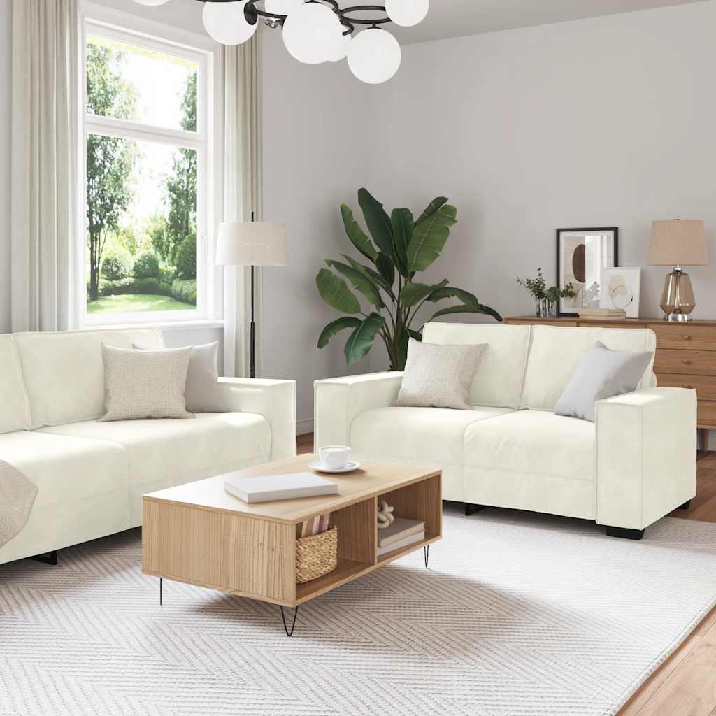 3-delige Loungeset met kussens fluweel crèmekleurig is nu te koop bij PeponiXL, paradijselijk wonen!