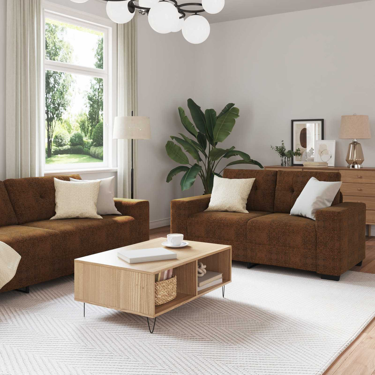 Bank 3 st Bruin Linnen-mix stof is nu te koop bij PeponiXL, paradijselijk wonen!