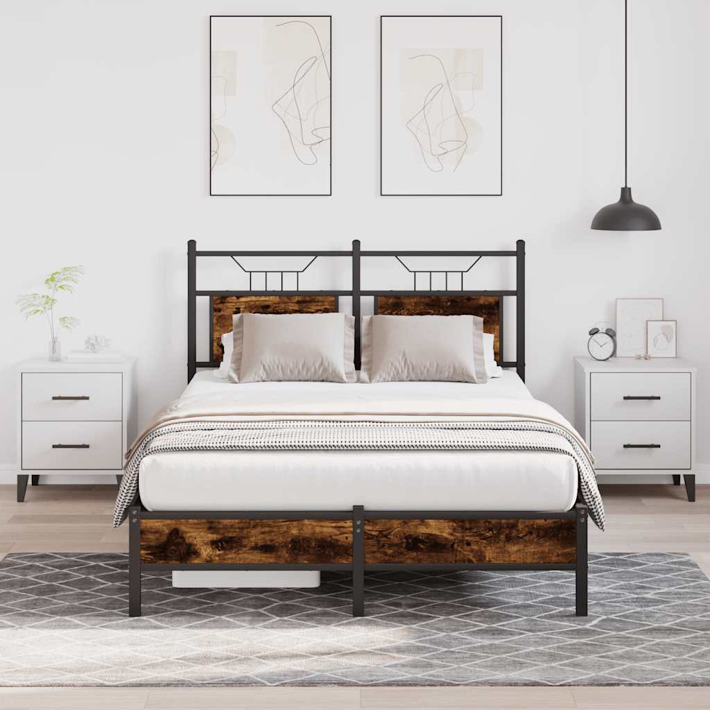 Bedframe zonder matras hout gerookt eikenkleurig 120x190 cm is nu te koop bij PeponiXL, paradijselijk wonen!