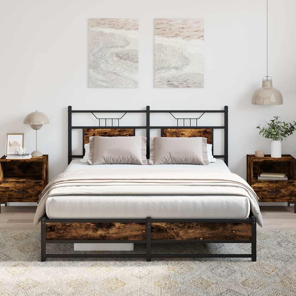 Bedframe zonder matras hout gerookt eikenkleurig 140x200 cm is nu te koop bij PeponiXL, paradijselijk wonen!