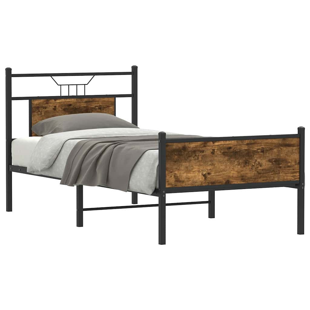 Bedframe zonder matras hout gerookt eikenkleurig 90x200 cm is nu te koop bij PeponiXL, paradijselijk wonen!