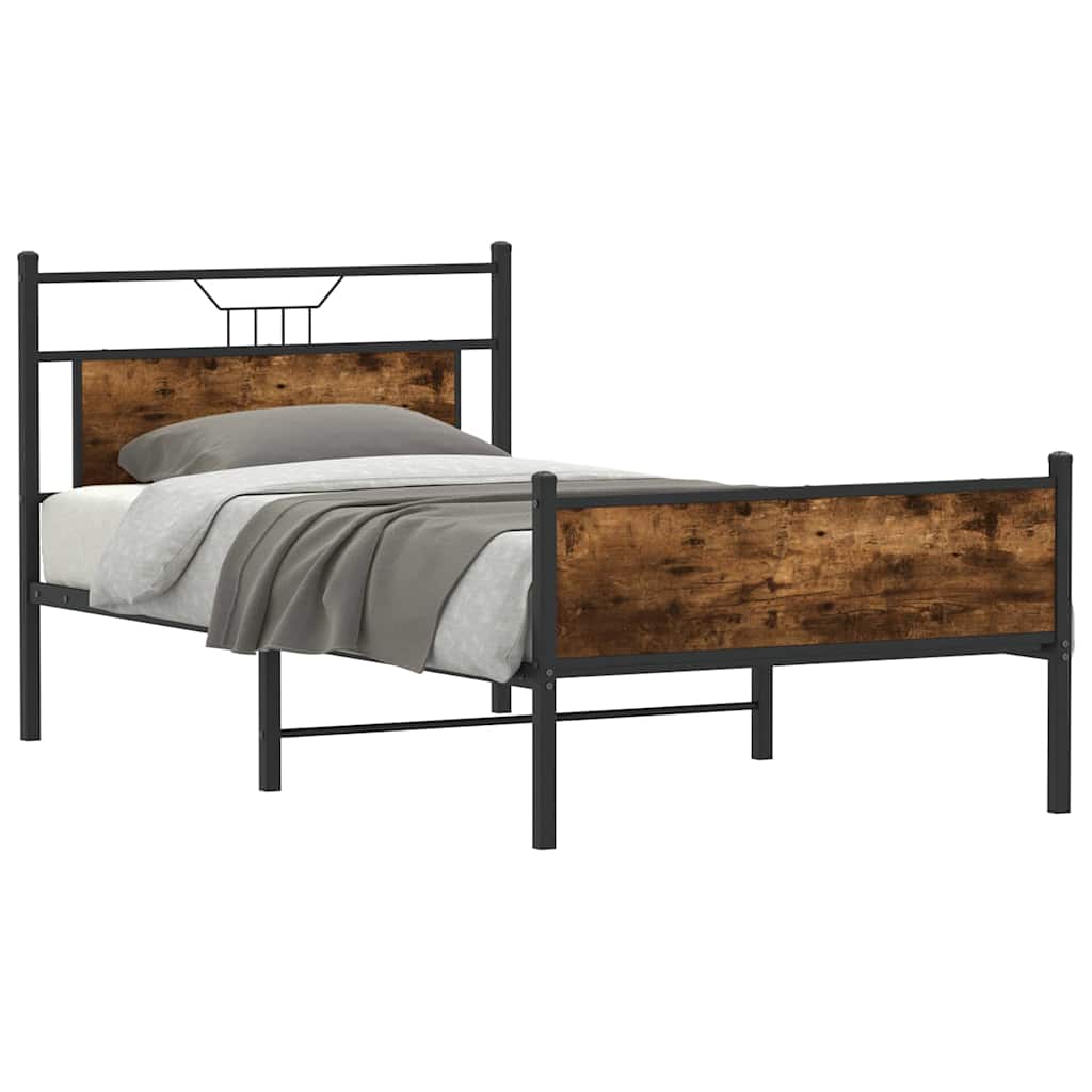 Bedframe zonder matras spaanplaat gerookt eikenkleurig is nu te koop bij PeponiXL, paradijselijk wonen!