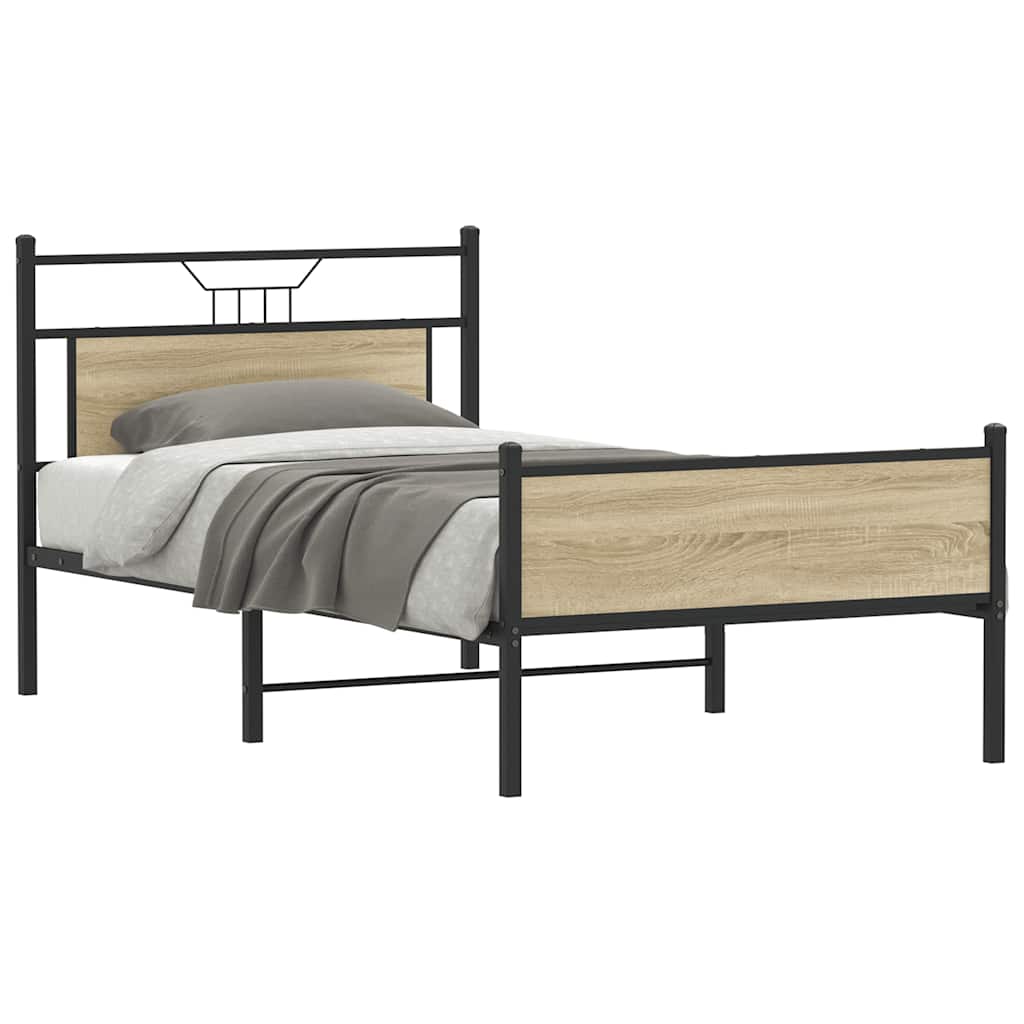 Bedframe zonder matras 107x203cm spaanplaat sonoma eikenkleurig is nu te koop bij PeponiXL, paradijselijk wonen!