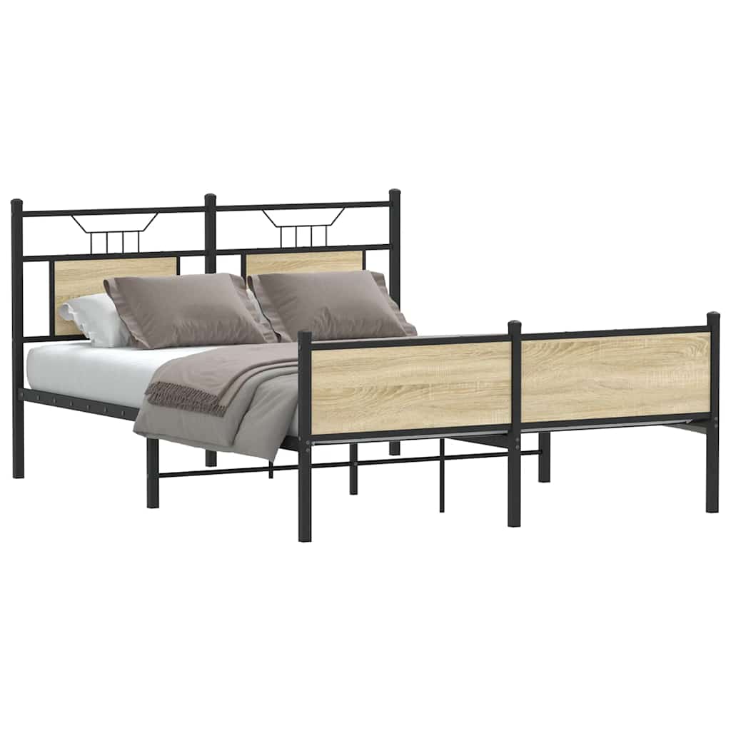 Bedframe zonder matras hout sonoma eikenkleurig 150x200 cm is nu te koop bij PeponiXL, paradijselijk wonen!