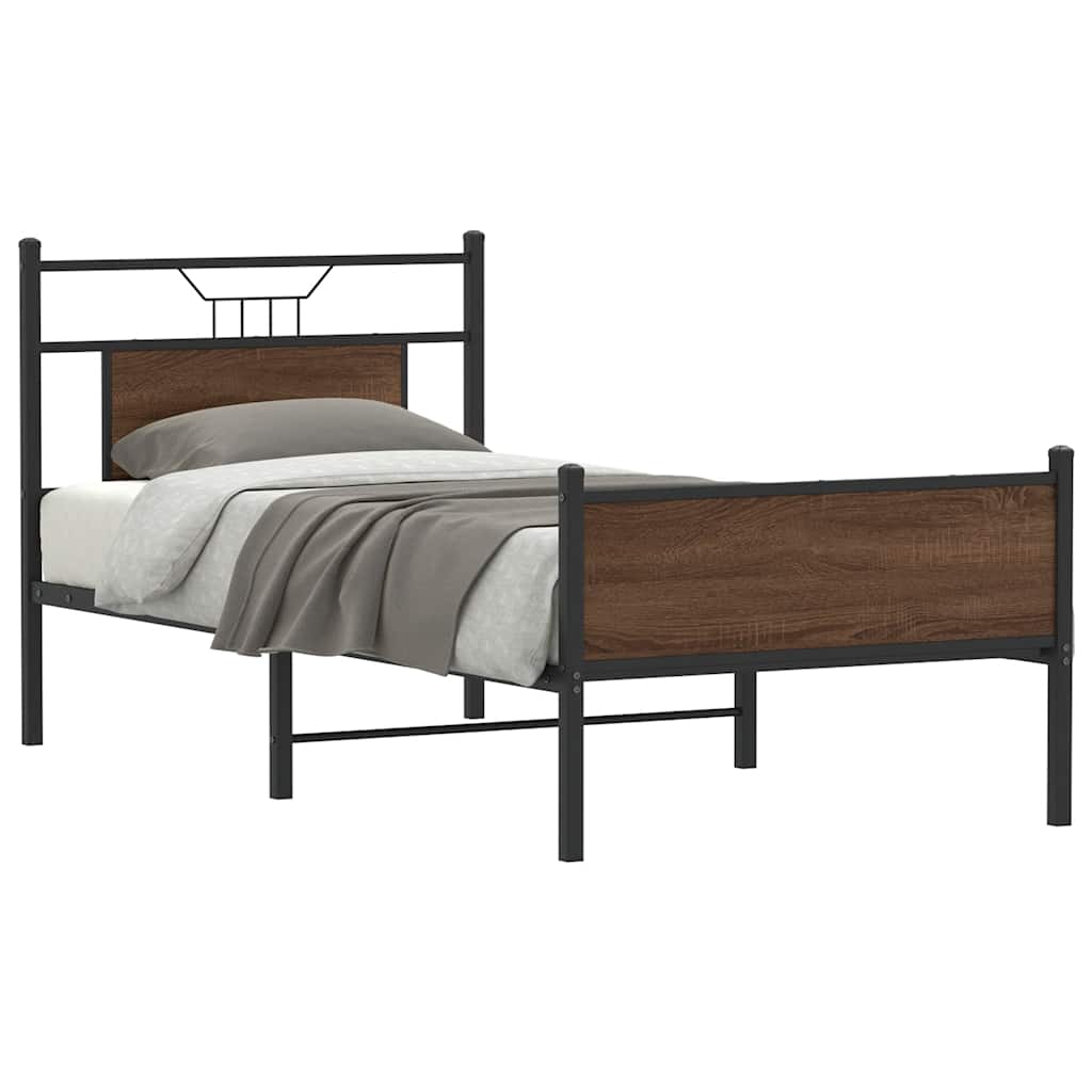Bedframe zonder matras bewerkt hout bruin eikenkleur 80x200 cm is nu te koop bij PeponiXL, paradijselijk wonen!