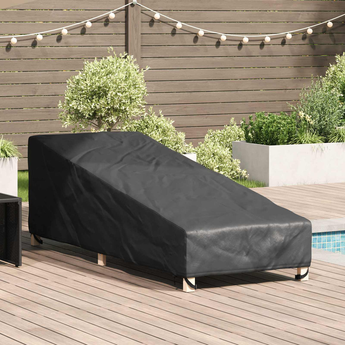 Tuinmeubelhoes Zwart 195 x 76 x 82 cm 600D Oxford Stof is nu te koop bij PeponiXL, paradijselijk wonen!
