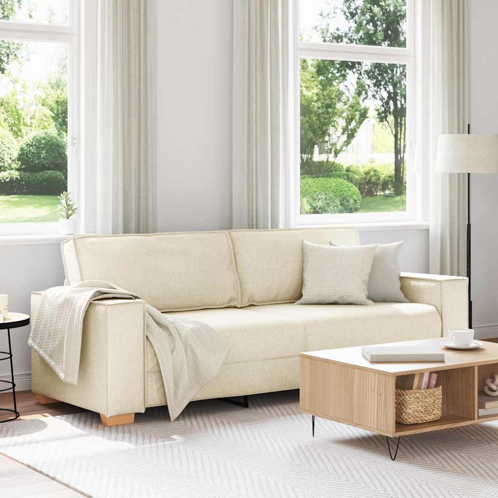 3-Zits Bank Beige 220 cm Linnen-mix stof is nu te koop bij PeponiXL, paradijselijk wonen!