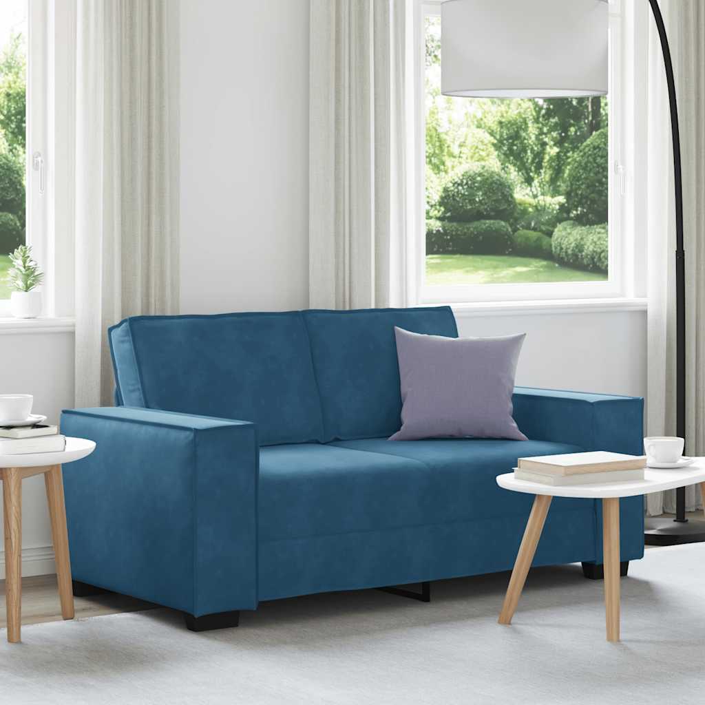 Tweezitsbank 160x78x84 cm fluweel blauw is nu te koop bij PeponiXL, paradijselijk wonen!