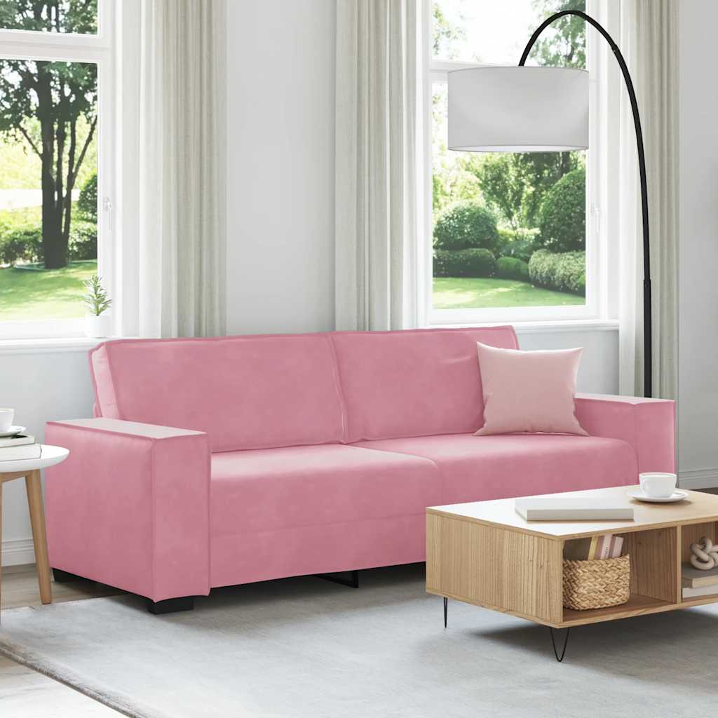 Driezitsbank 220x78x84 cm fluweel roze is nu te koop bij PeponiXL, paradijselijk wonen!