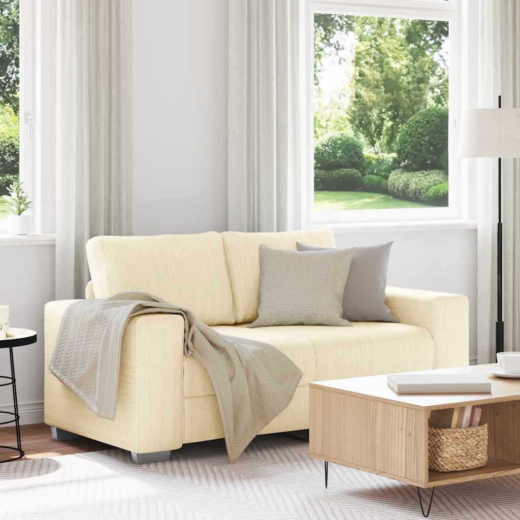 Loveseat Sofa Crème 160x77x82 cm Corduroy Stof is nu te koop bij PeponiXL, paradijselijk wonen!