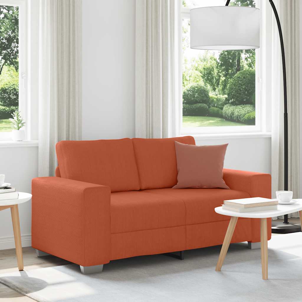 Loveseat Sofa Rood Oranje 160x77x82 cm Corduroy Stof is nu te koop bij PeponiXL, paradijselijk wonen!