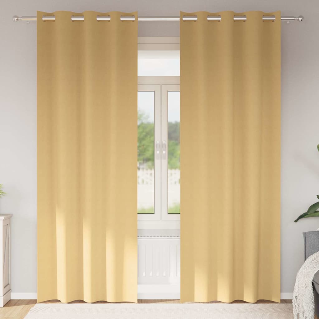 Zwart-out Gordijnen met Ringen 2 pcs Beige 260 x 140 cm is nu te koop bij PeponiXL, paradijselijk wonen!
