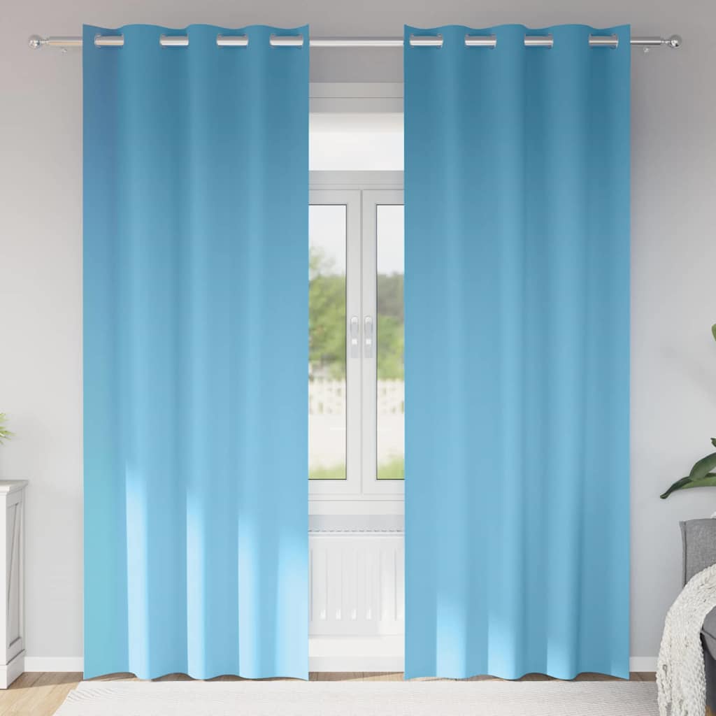 Zwart-out Gordijnen met Ringen 2 pcs Lichtblauw 260 x 140 cm is nu te koop bij PeponiXL, paradijselijk wonen!