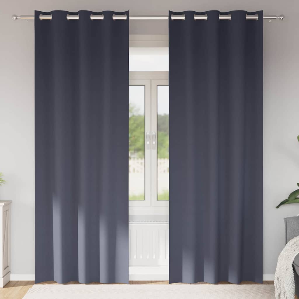 Zwart-out Gordijnen met Ringen 2 pcs Antraciet 260 x 140 cm is nu te koop bij PeponiXL, paradijselijk wonen!