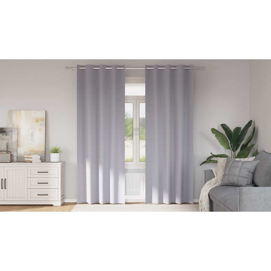Zwart-out Gordijnen met Ringen 2 pcs Metaalgrijs 245 x 140 cm is nu te koop bij PeponiXL, paradijselijk wonen!
