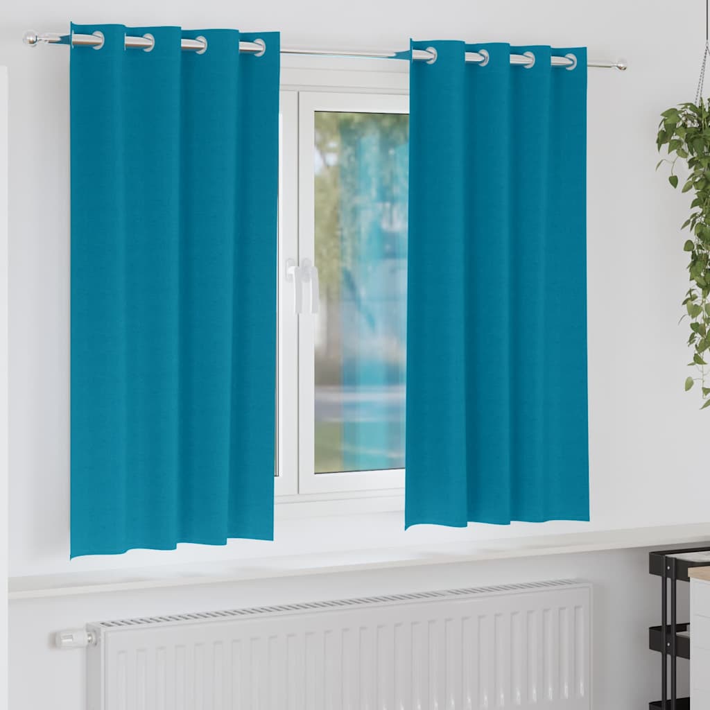 vidaXL Zwart-out Gordijnen met Ringen 2 st Turquoise 175 x 140 cm