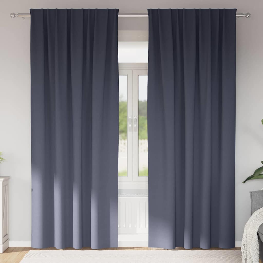 Zwart-out Gordijnen met Ringen 2 pcs Antraciet 245 x 140 cm is nu te koop bij PeponiXL, paradijselijk wonen!
