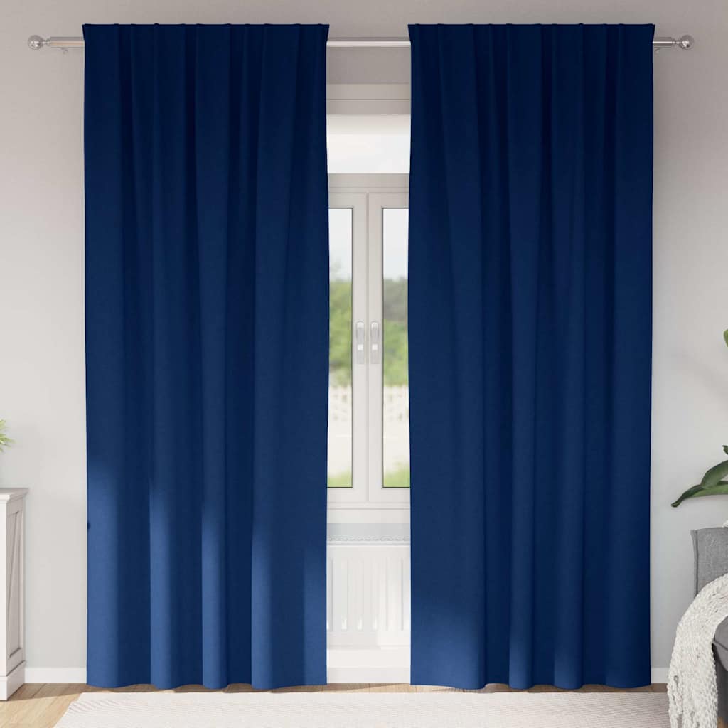 Zwart-out Gordijnen met Ringen 2 pcs Donkerblauw 260 x 140 cm is nu te koop bij PeponiXL, paradijselijk wonen!