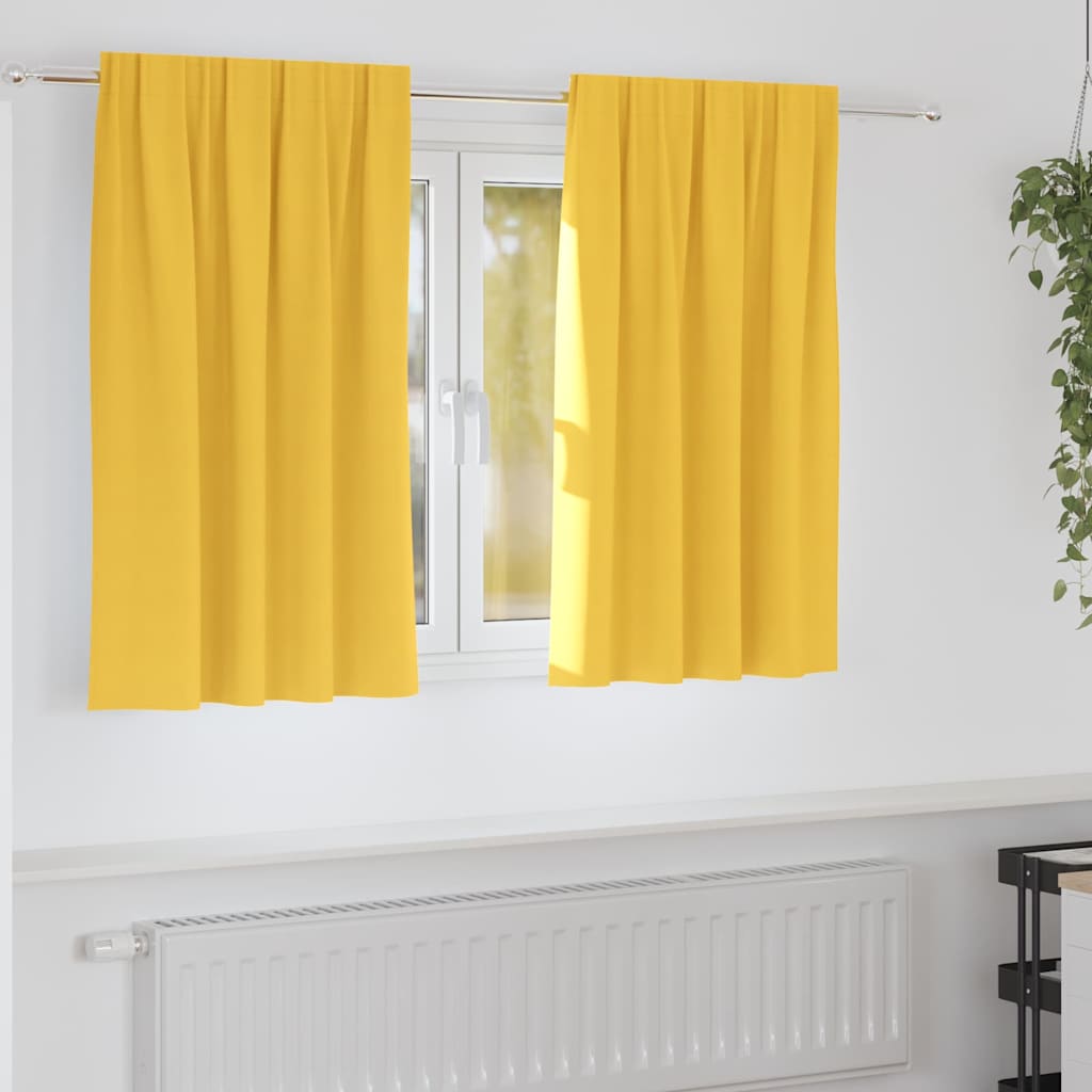 Zwart-out Gordijnen met Ringen 2 pcs Mosterdgeel 140 x 140 cm is nu te koop bij PeponiXL, paradijselijk wonen!