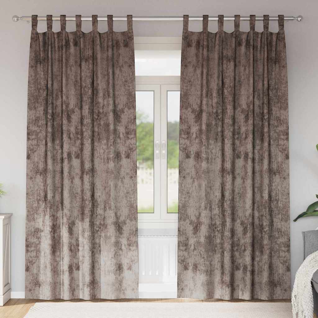 Velvet Gordijnen 2 pcs Cappuccino 225 x 140 cm Fluweel is nu te koop bij PeponiXL, paradijselijk wonen!