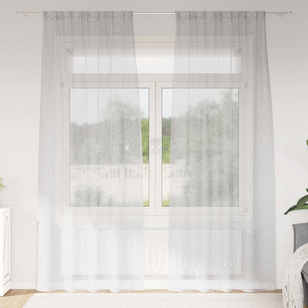 Voile Gordijn 2 pcs Lichtgrijs 260 x 140 cm Polyester is nu te koop bij PeponiXL, paradijselijk wonen!