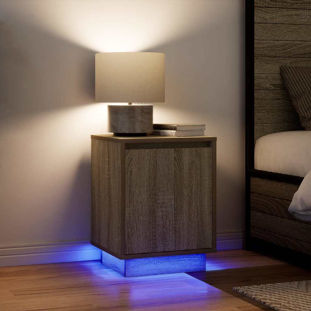 Nachtkastjes met led-verlichting 2 st Sonoma eikenkleurig is nu te koop bij PeponiXL, paradijselijk wonen!