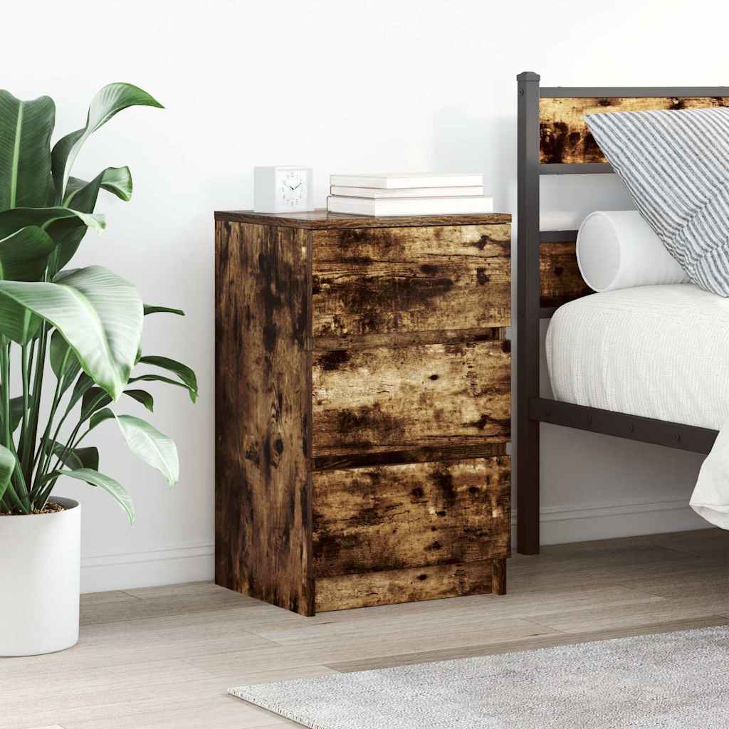 Nachtkastje met 3 lades 39x35x65 cm gerookt eikenkleurig is nu te koop bij PeponiXL, paradijselijk wonen!
