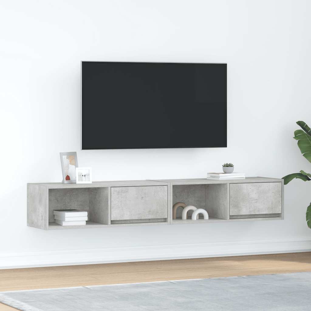Tv-meubels 2 st 80x31x25,5 cm bewerkt hout betongrijs is nu te koop bij PeponiXL, paradijselijk wonen!