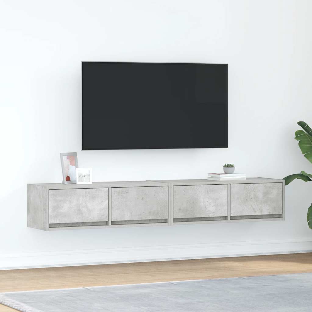 Tv-meubels 2 st 80x31x25,5 cm bewerkt hout betongrijs is nu te koop bij PeponiXL, paradijselijk wonen!