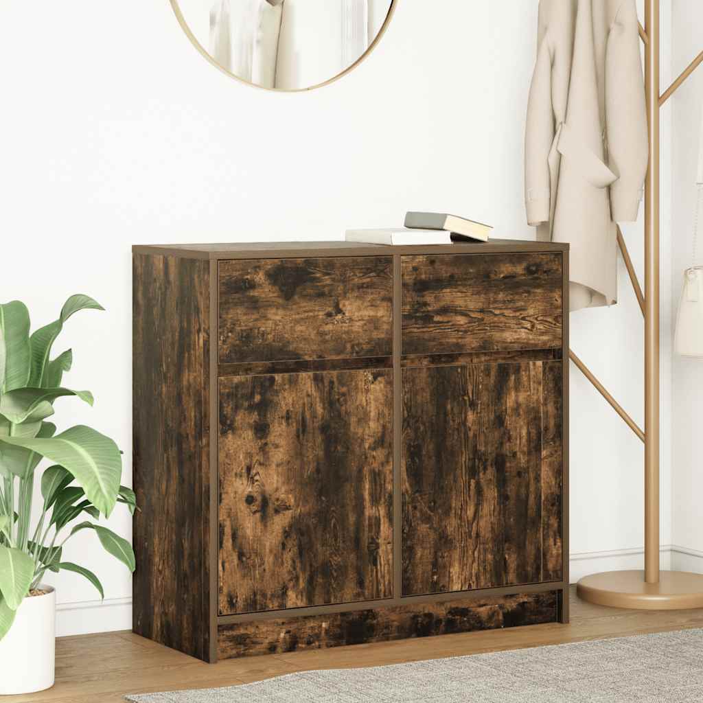 Dressoir met lade 80x34x76 cm spaanplaat gerookt eikenkleurig is nu te koop bij PeponiXL, paradijselijk wonen!