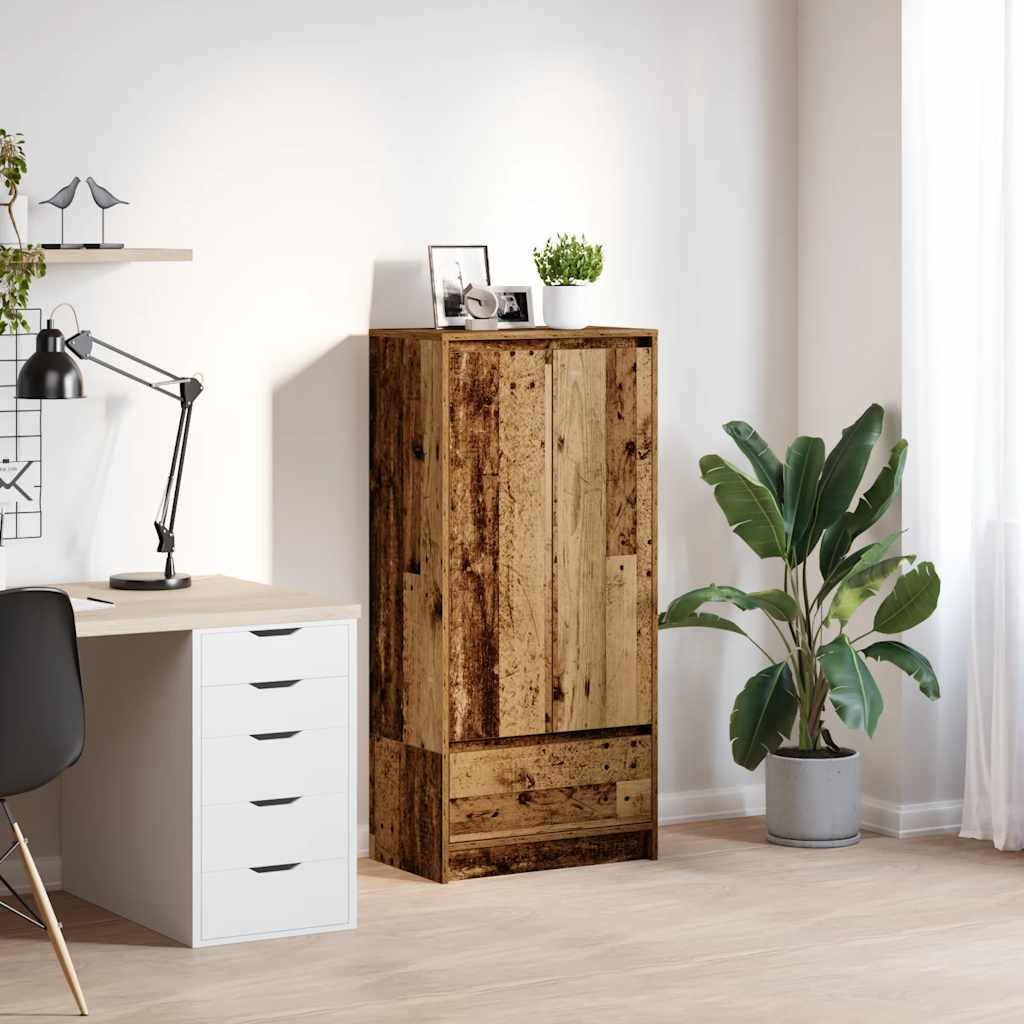Kast met lade 55,5x34x119,5 cm spaanplaat hout oud hout is nu te koop bij PeponiXL, paradijselijk wonen!