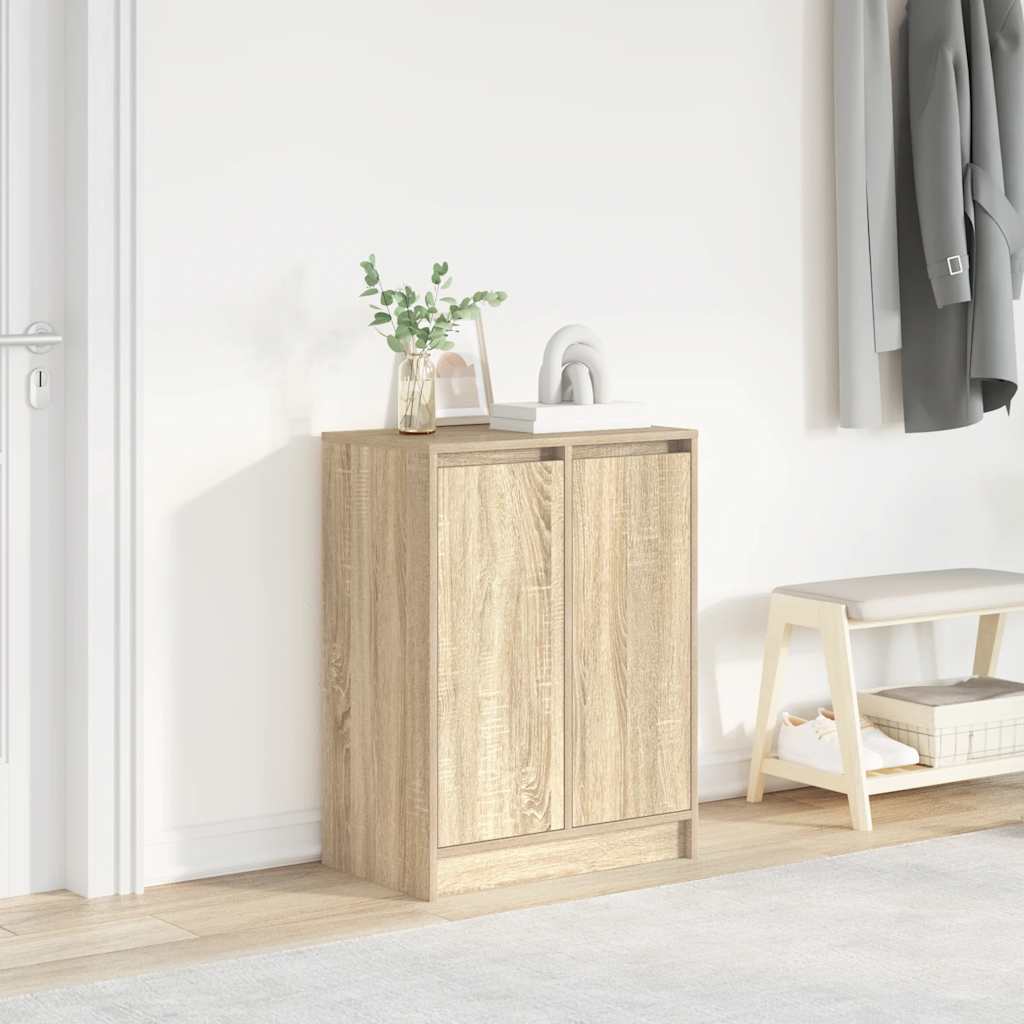 Schoenenkast 57x34x76 cm bewerkt hout sonoma eikenkleurig is nu te koop bij PeponiXL, paradijselijk wonen!