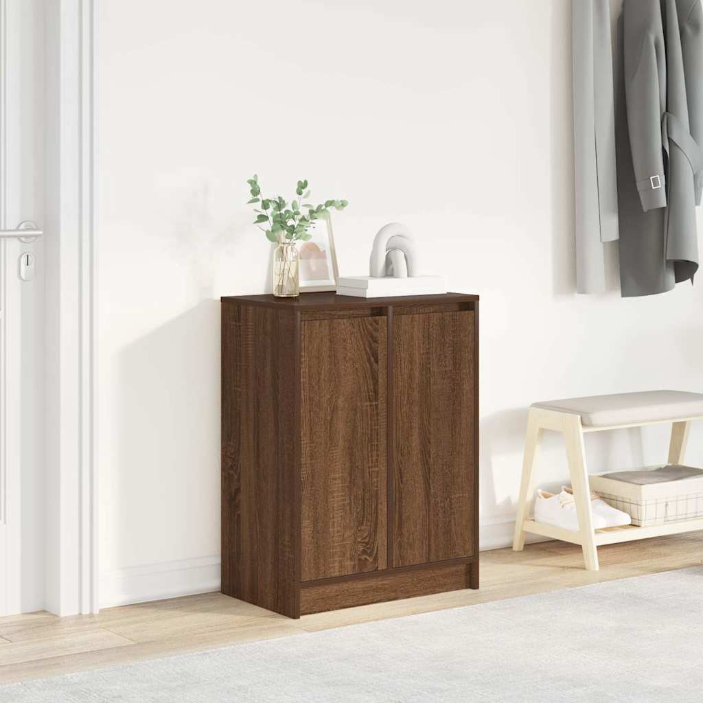 Schoenenkast 57x34x76 cm bewerkt hout bruin eikenkleur is nu te koop bij PeponiXL, paradijselijk wonen!