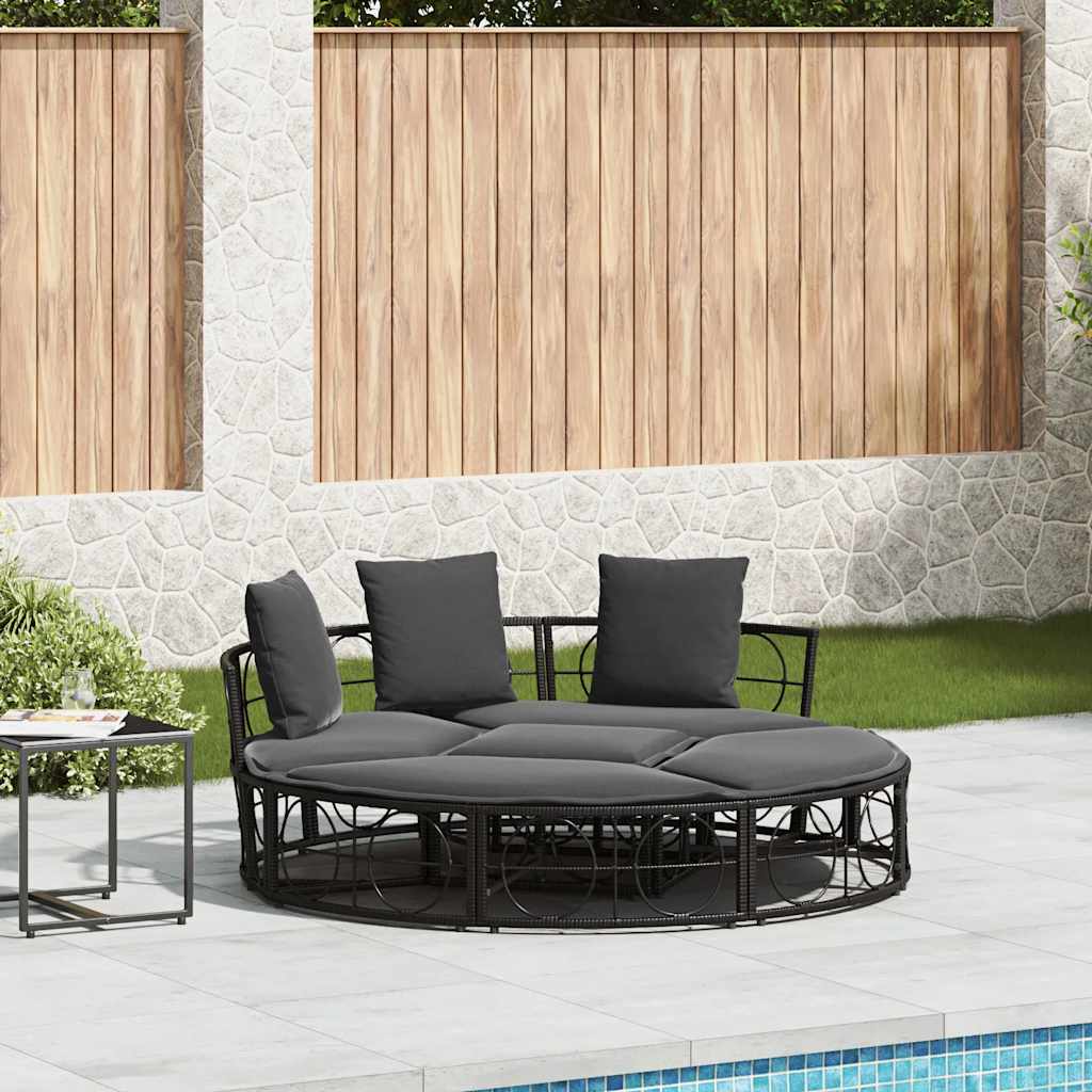 Loungebed voor buiten zonder luifel poly rattan zwart is nu te koop bij PeponiXL, paradijselijk wonen!