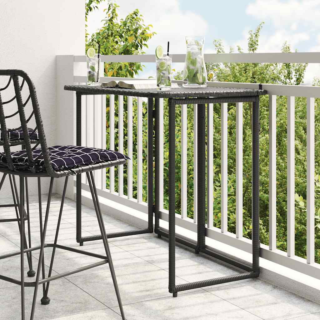 Tuintafel inklapbaar 90x51x75 cm poly rattan zwart is nu te koop bij PeponiXL, paradijselijk wonen!