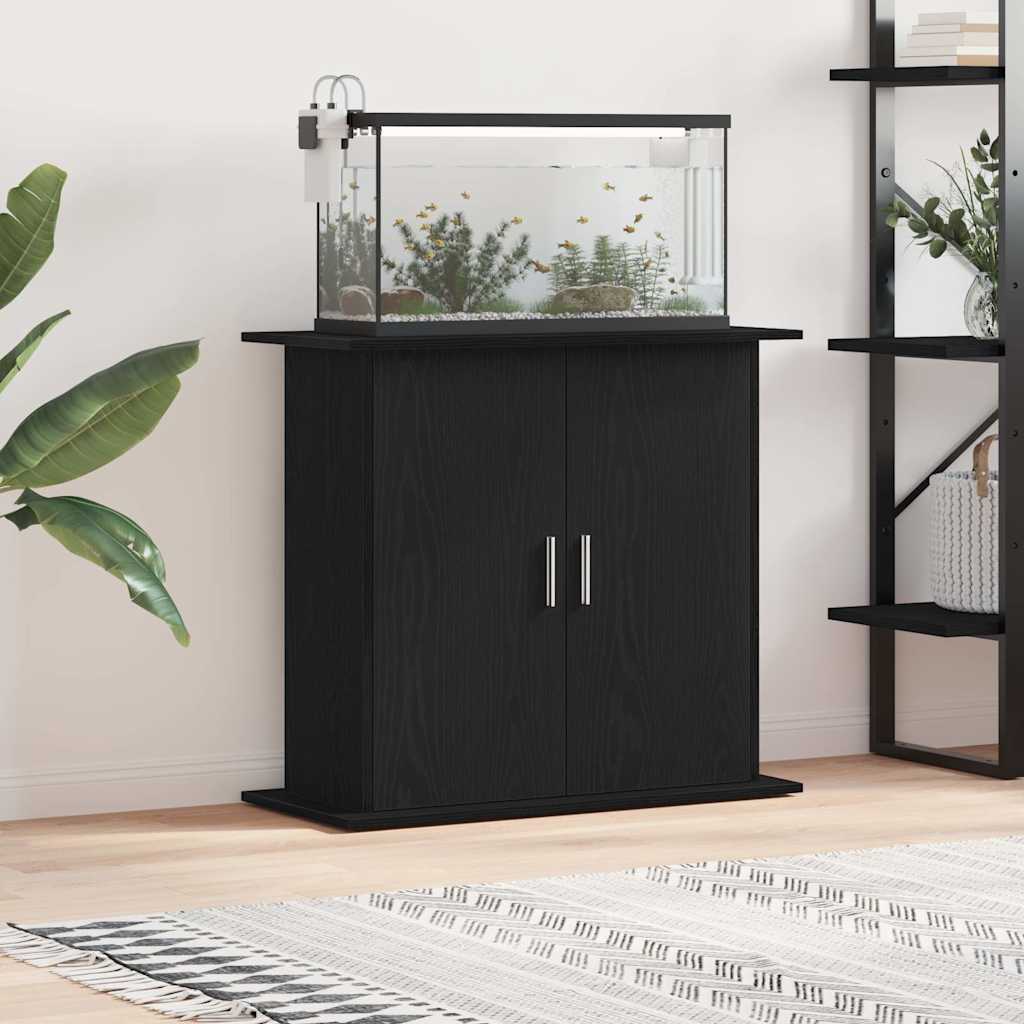 Aquariumstandaard Zwart Eiken 81x36x73 cm Bewerkt Hout is nu te koop bij PeponiXL, paradijselijk wonen!