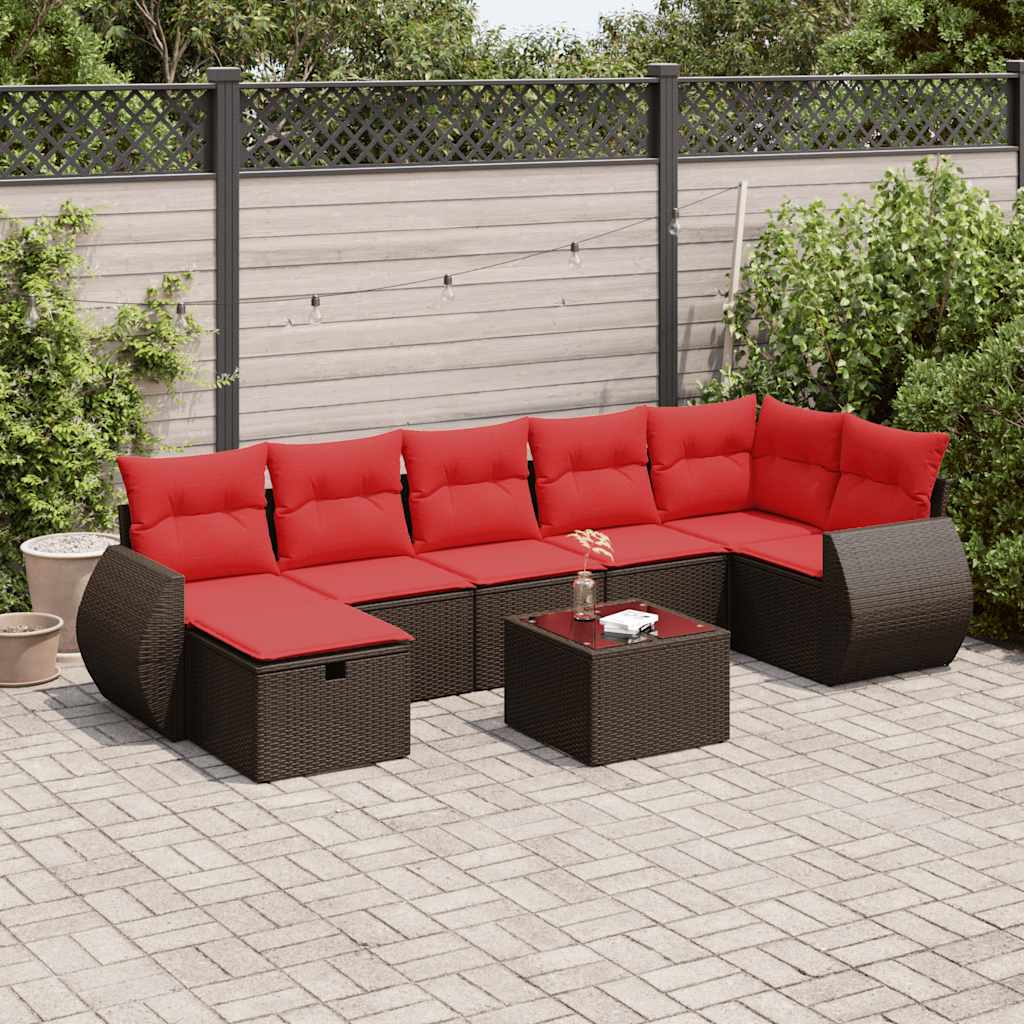 8-delige Loungeset met kussens poly rattan bruin is nu te koop bij PeponiXL, paradijselijk wonen!